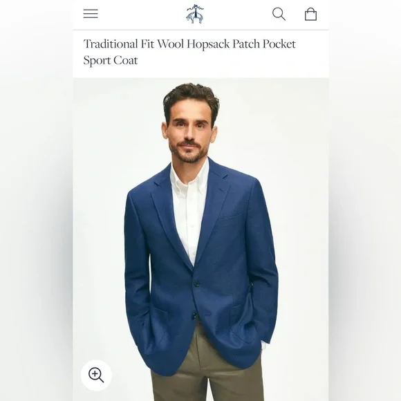 Brooks Brothers Traditional Fit Wool Hopsack Patch Pocket Sport - Picture 6 of 6